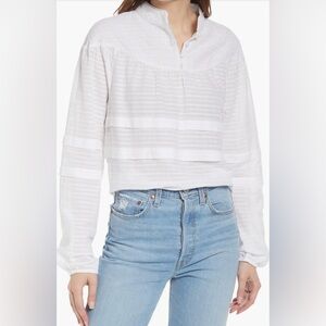 One Teaspoon Pure Desert Angel Eyelet Detail Raw Hemline Longsleeve Top Sz Large